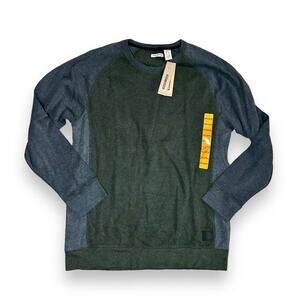 New DKNY Jeans Men's Color Block Sweater Green w/ Gray Long Sleeves XXL NWT